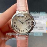 AAA TW Factory Cartier Ballon Bleu Swiss Quartz 36mm Pink Leather Strap 